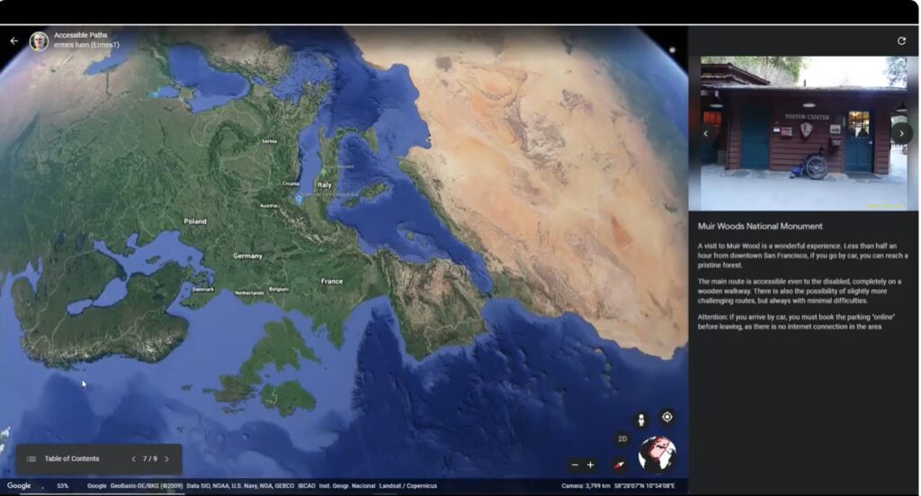 Mappare la sostenibilità - dettaglio della mappa Accessible life in Google Earth
